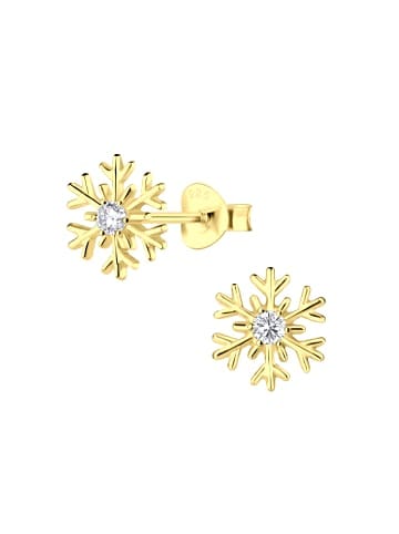Alexander York Ohrringe, Ohrstecker SCHNEEFLOCKE Zirkonia in Gold 925 Sterling Silber, 2-tlg. in gold