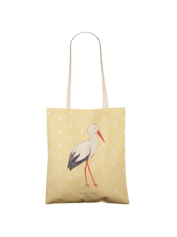 Mr. & Mrs. Panda shopping bag Storch ohne Spruch in Gelb Pastell