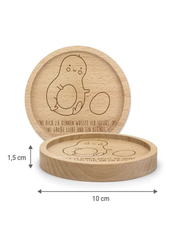 Mr. & Mrs. Panda Holz Untersetzer Avocado Kern rollt mit Spruch in Transparent