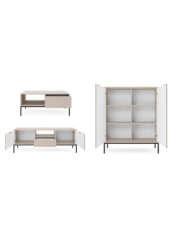Feldmann-Wohnen Wohnzimmer-Set Nova Kaschmir / Schwarz 3-teilig