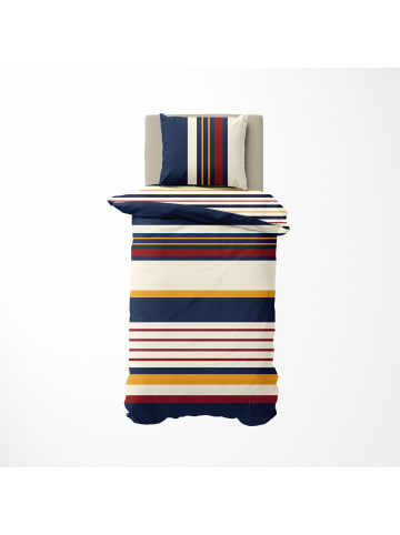 NAUTICA HOME Bettwäsche-Set HOLLINS (2 tlg), 100% Baumwolle, 135x200 cm in Blau/Creme