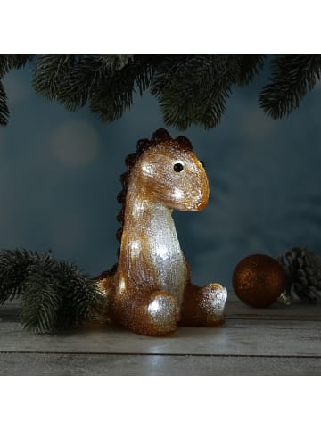 HOLLYHOPPER LED Dinosaurier Acryl Tierfigur für Kinderzimmer oder Garten H: 21cm in braun