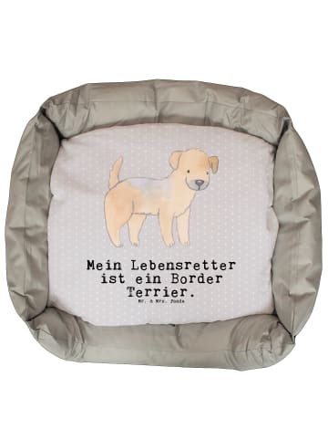 Mr. & Mrs. Panda Hundebett Border Terrier Lebensretter mit Spruch in Grau Pastell