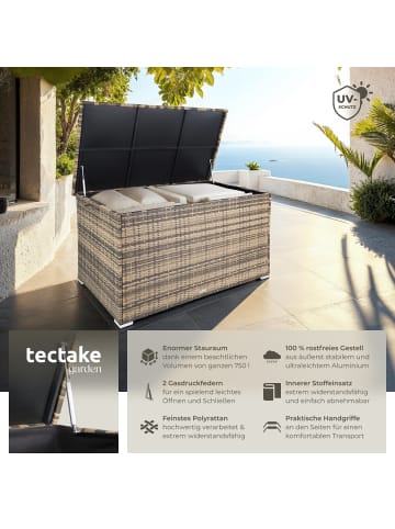 tectake Aluminium Rattan Auflagenbox, 145 x 82,5 x 79,5 cm