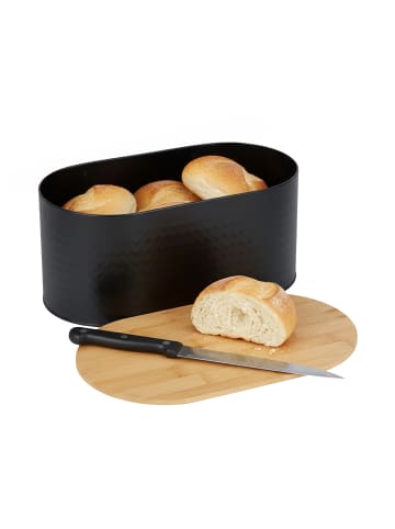 relaxdays Brotkasten in Schwarz - (B)34 x (H)15,5 x (T)18,5 cm