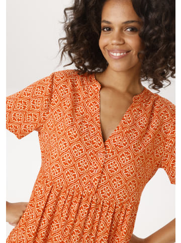Aniston CASUAL Sommerkleid in orange-apricot-weiß