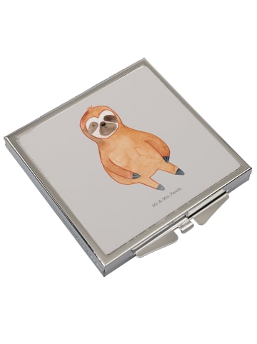 Mr. & Mrs. Panda Kosmetikspiegel Faultier Zufrieden ohne Spruch in Grau Pastell