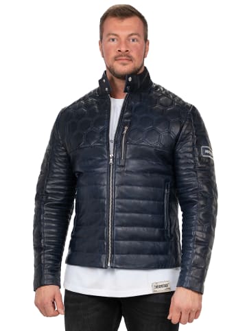 Reichstadt Herren Slim Fit Echtlederjacke Echtleder in Navy