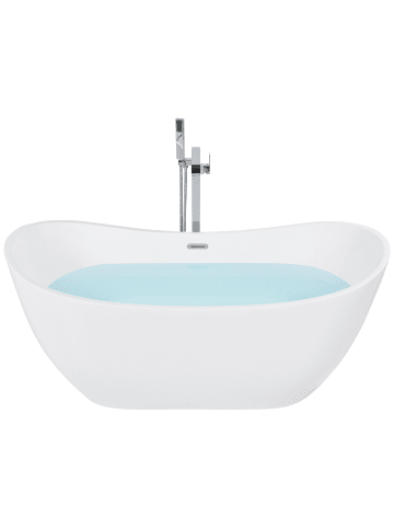 Beliani Freistehende Badewannen ANTIGUA in Weiß/Silber - (W) 77 x (H) 72 x (L) 170 cm