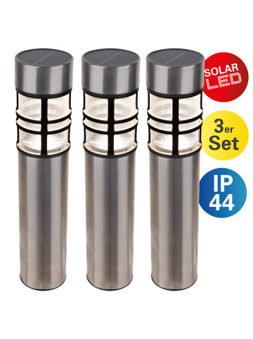 näve LED Solarleuchte "BOBBY" in stahl-blank - (L)6.2 cm x (B)6.2 cm x (H)42 cm