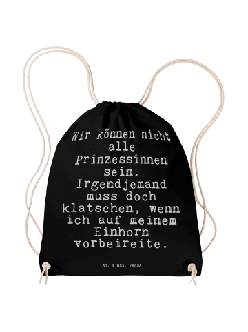 Mr. & Mrs. Panda Sportbeutel Wir können nicht alle... mit Spruch in Schwarz