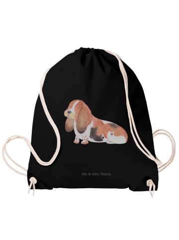 Mr. & Mrs. Panda Turnbeutel Hund Basset Hound ohne Spruch in Schwarz