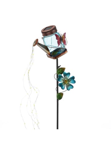 MARELIDA LED Solar Gießkanne mit Schmetterling Wasserfalleffekt Gartenstecker H: 80cm