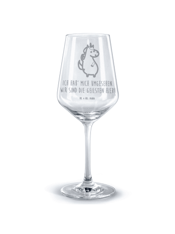 Mr. & Mrs. Panda Rotwein Glas Einhorn Mann mit Spruch in Transparent