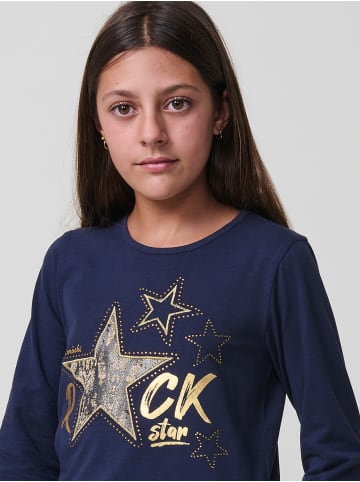 KOROSHI Langärmliges Mädchen-T-Shirt in blau