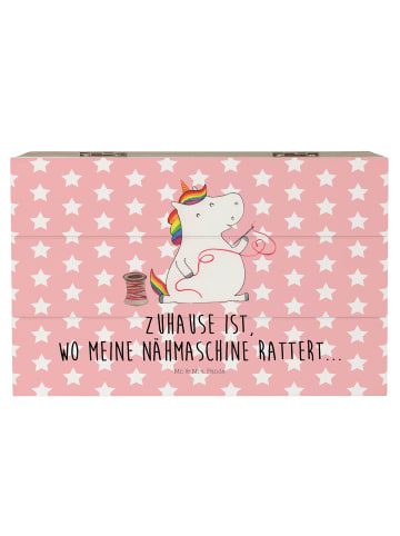 Mr. & Mrs. Panda holztruhe Einhorn Näherin mit Spruch in Rot Pastell
