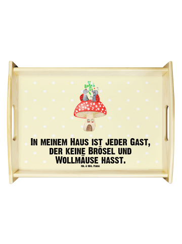 Mr. & Mrs. Panda Serviertablett Marienkäfer Fliegenpilz mit Spruch in Gelb Pastell