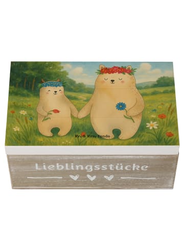 Mr. & Mrs. Panda Truhe Bären mit Blumenkranz Design ohne Spruch in Weiß
