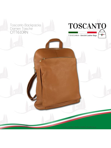 Toscanto Leder Cityrucksack Toscanto Tasche tan, hellbraun ca. 30cm