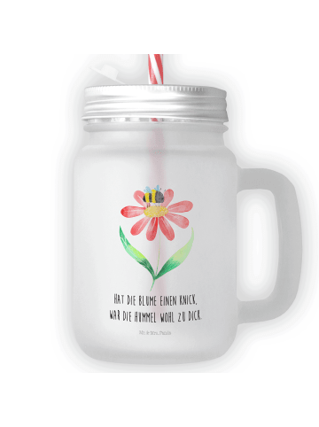 Mr. & Mrs. Panda Trinkglas Mason Jar Hummel Blume mit Spruch in Transparent