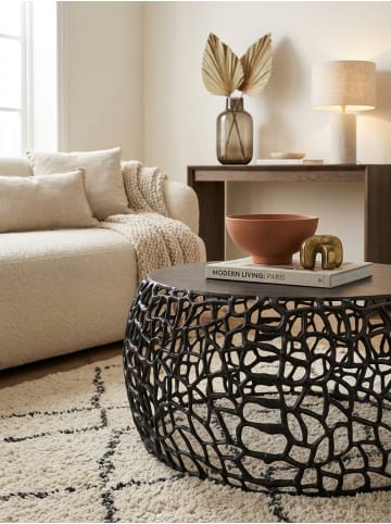 KADIMA DESIGN Couchtisch Metall 66x66x30 cm Sofatisch Aluminium Rund, in Schwarz