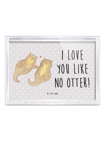 Mr. & Mrs. Panda Fotorahmen Otter Hände halten mit Spruch in Grau Pastell