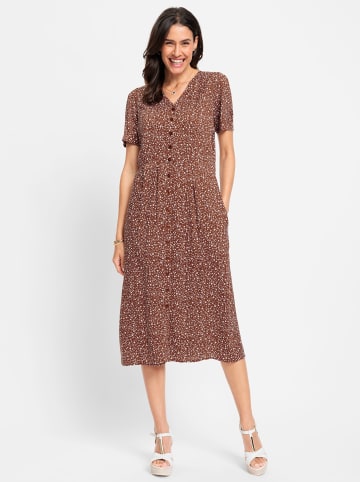 WITT WEIDEN Sommerkleid in rotbraun-weiß-bedruckt