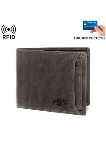 SID & VAIN Leder-Geldbörse echt Leder Geldbeutel groß dark-braun in braun