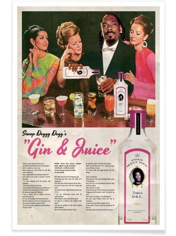 Juniqe Poster "Gin & Juice" in Rosa & Schwarz