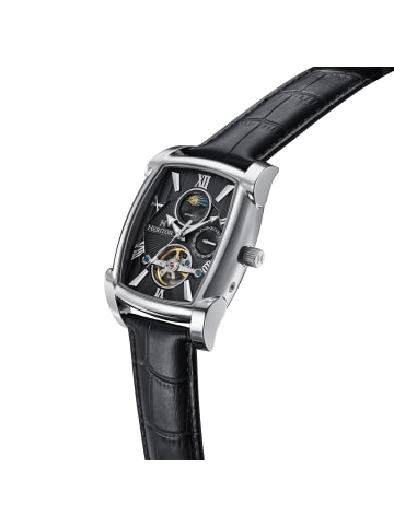 Heritor Valentin Lederarmbanduhr mit Datumsanzeige in Silver/Black