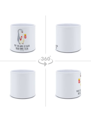 Mr. & Mrs. Panda Blumentopf Pinguin Pommes mit Spruch in Weiß