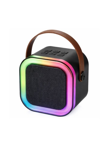Wisam® Karaoke Set Lautsprecher 2 Mikrofone LED Schwarz