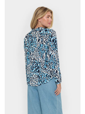 SAINT TROPEZ Langarm-Bluse EdaSZ Gerade Passform in Baby's Breath Blue Animal