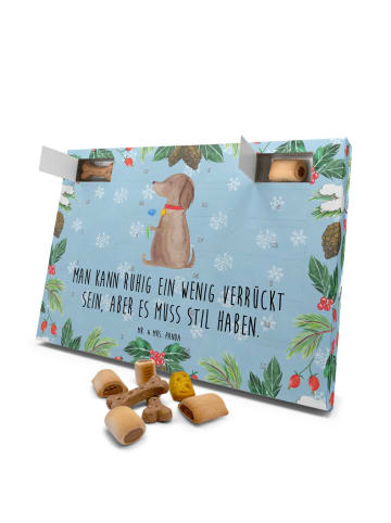 Mr. & Mrs. Panda Hunde Adventskalender Hund Blume mit Spruch in Eisblau
