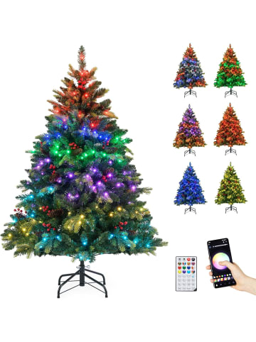 COSTWAY 150 cm Künstlicher Weihnachtsbaum mit Beleuchtung in Grün