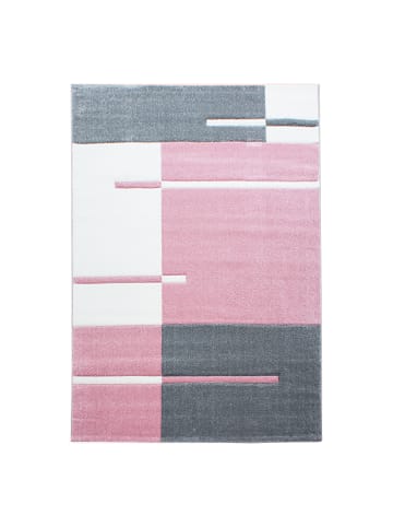 KADIMA DESIGN Teppich Kurzflor Waschbar Karo MONZA Strapazierfähig OEKO-TEX in Pink