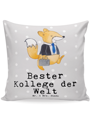 Mr. & Mrs. Panda Deko Kissen Fuchs Bester Kollege der Welt mit S... in Grau Pastell