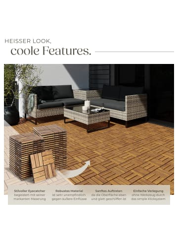 tectake Terrassenfliesen Tabula 12er Lamellen, wetterfest und langlebig