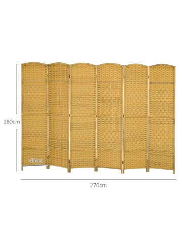 HOMCOM Paravent-270L x 1,7B x 180H cm-Naturholz