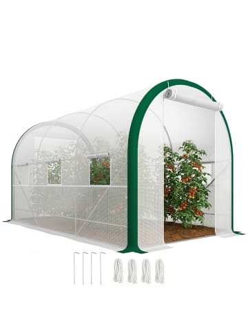 Outsunny Foliengewächshaus,358L x 210B x 210H cm,Weiß