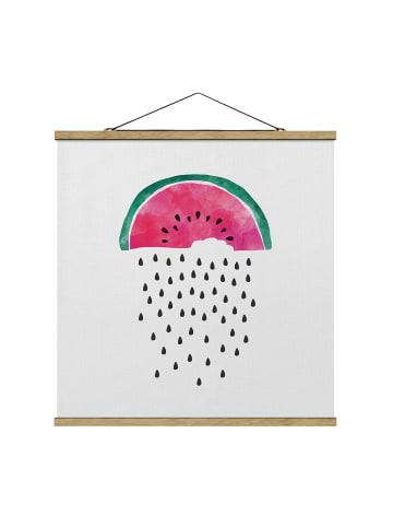 WALLART Stoffbild mit Posterleisten - Wassermelonen Regen in Pink
