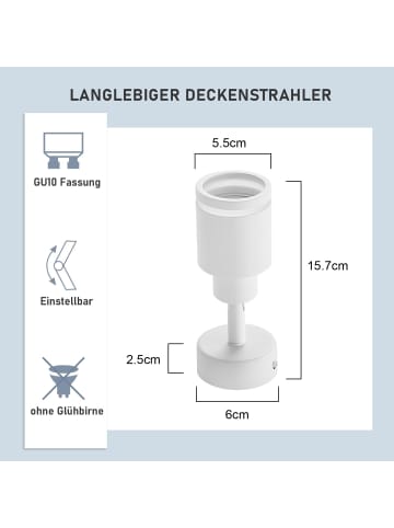 ZMH Deckenleuchte in Weiß 1-flammige GU10 Moderne Metall