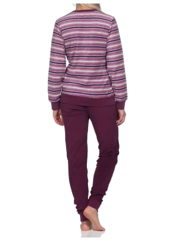 NORMANN Frottee Schlafanzug langarm Pyjama Bündchen - 82774 in lila