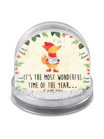 Mr. & Mrs. Panda Schneekugel Weihnachten Fuchs Sänger mit Spruch in Naturpapier