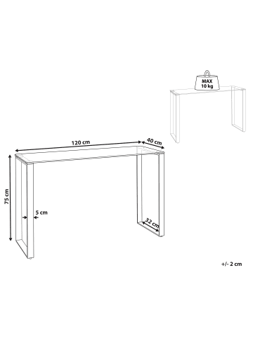 Beliani Konsolentisch TILON in Transparent/Gold - (W) 120 x (H) 75 x (L) 40 cm