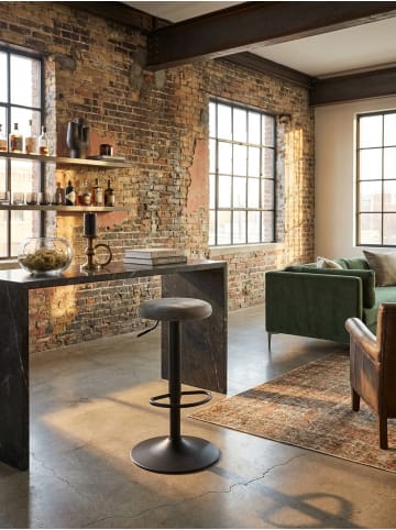 KADIMA DESIGN Barhocker | Höhe 58-79cm, Samt-Wildleder, Eisen in Grau