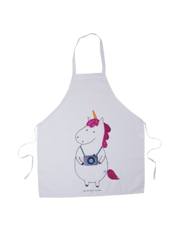 Mr. & Mrs. Panda Kochschürze Einhorn Fotograf ohne Spruch in Weiß