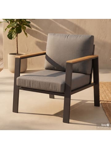 home24 Loungesessel Aviel in Anthrazit / Braun