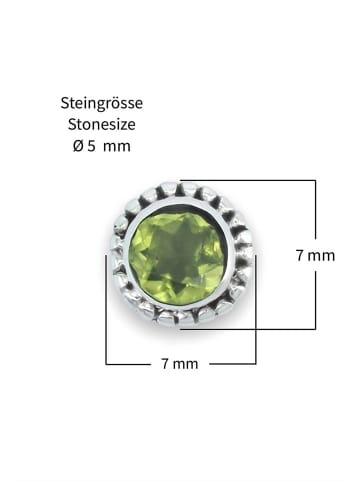 mantraroma 925er Silber - Ohrstecker (L) 7 x (B) 7 mm mit Peridot facettiert