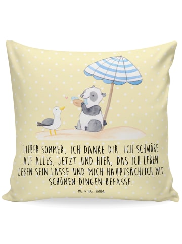 Mr. & Mrs. Panda Kissen 40x40 Lieber Sommer mit Spruch in Gelb Pastell